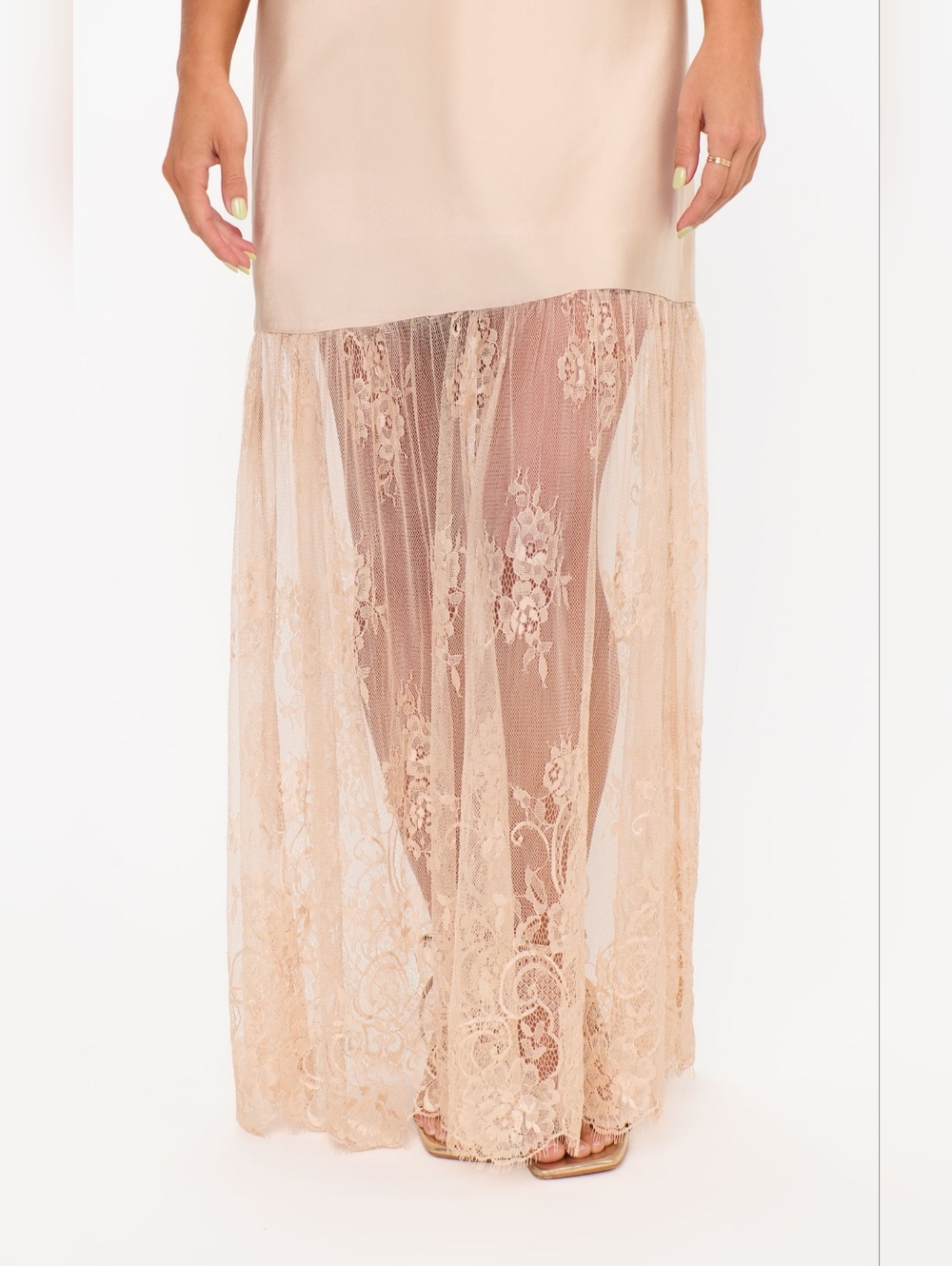Show Me Your MuMu Vanity Champagne Luxe Satin Dress XS Wedding Bridal Party - Picture 4 of 8